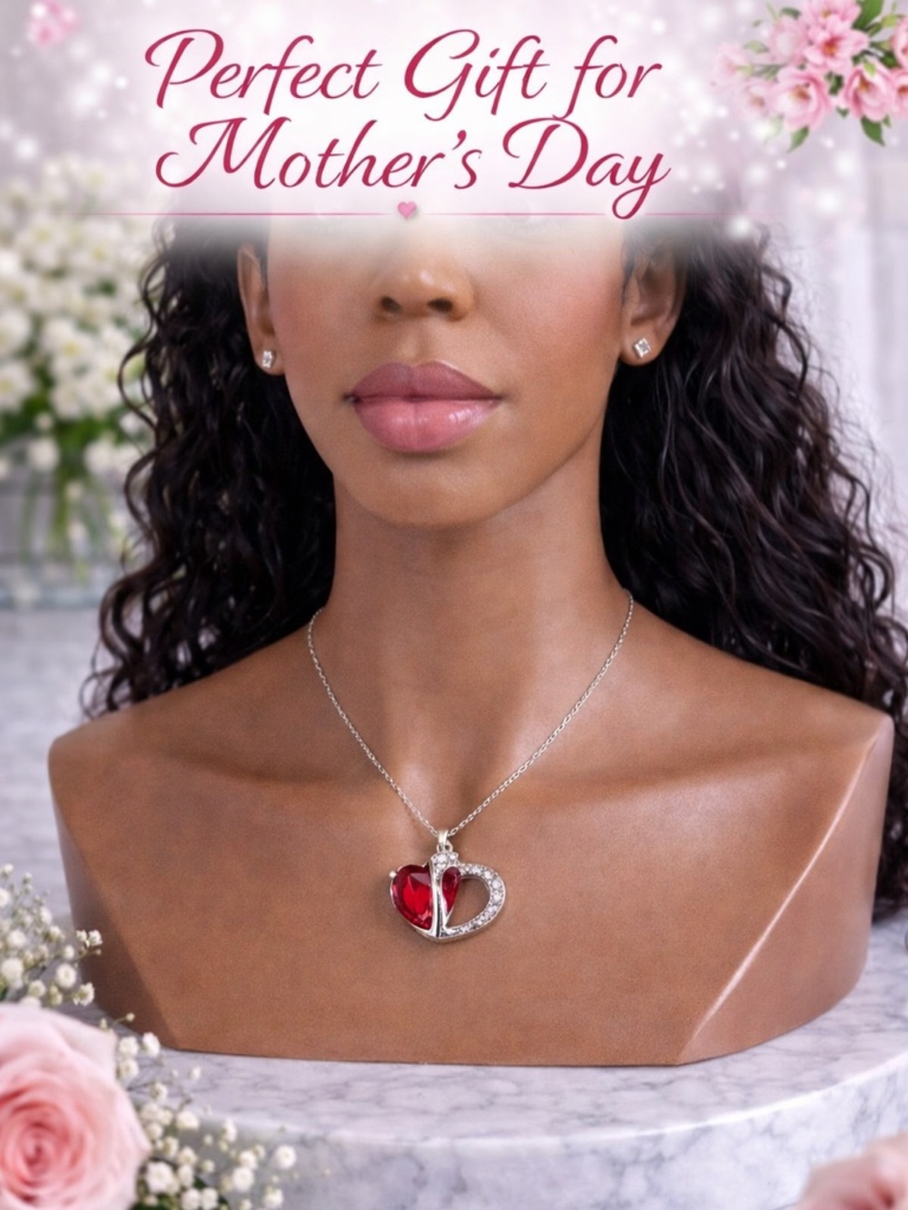 Elegant Red Heart Pendant Necklace | Silver-Tone Chain – Timeless Romantic Jewel